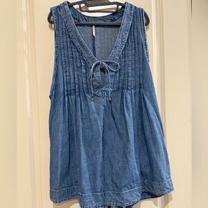 Women's Webster Pleated Sleeveless Cotton Denim Romper